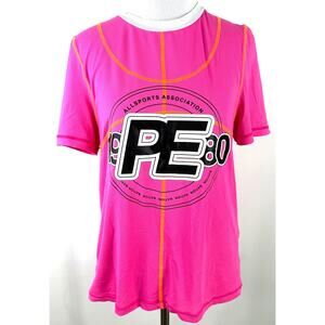P.E. Nation Women's Bright Pink Double Dribble Mesh Tee Shirt Size XS